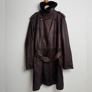 Ralph Lauren Wine Italian lambskin coat with shearling collar - size L $15,000